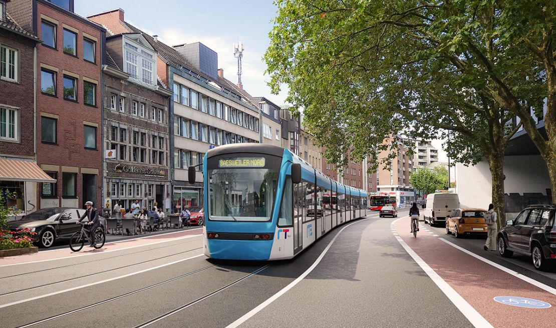 Visualisierung einer Regiotram in der Franzstraße in Aachen (Animation) (© Stadt Aachen)