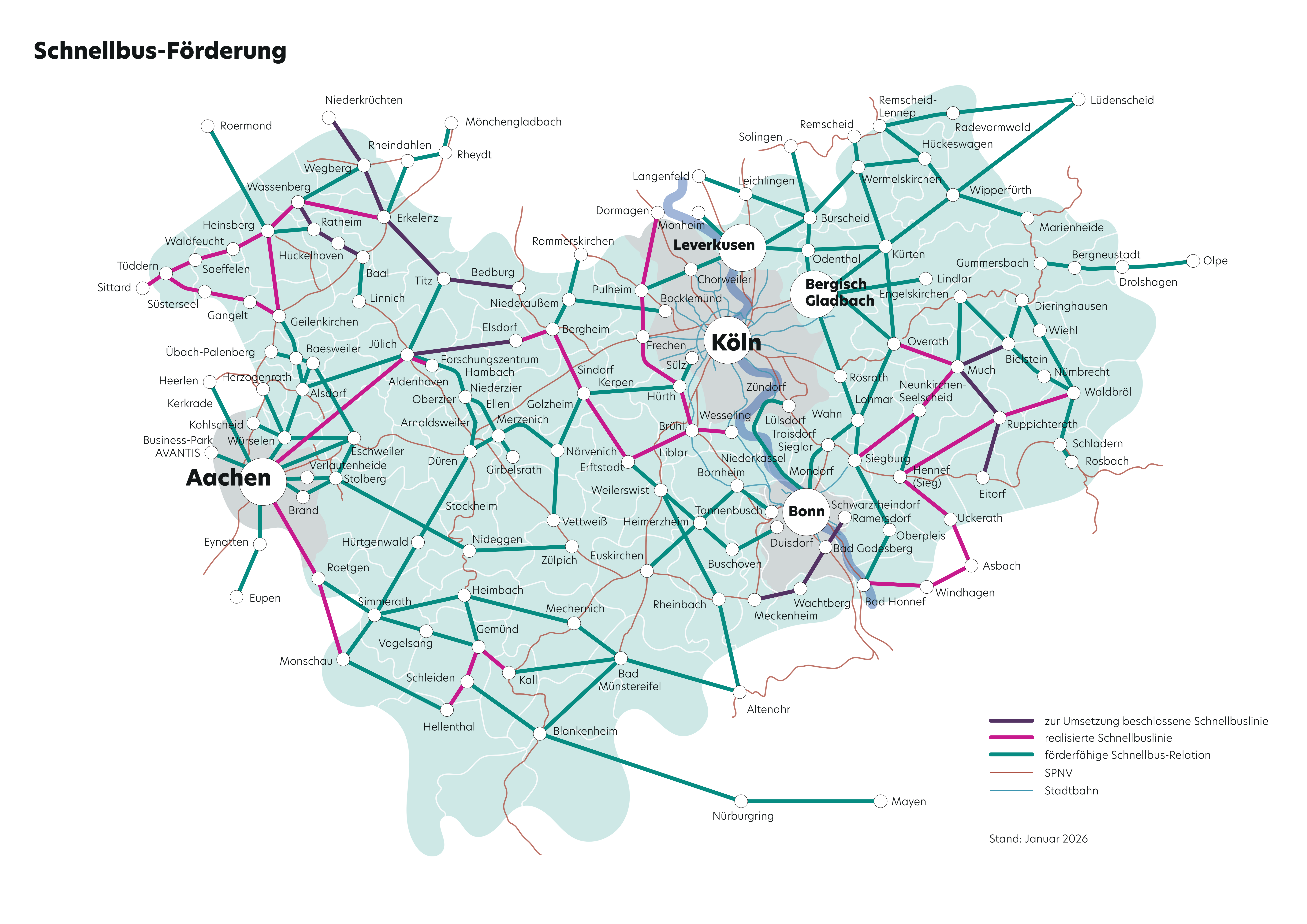 Schnellbuslinien im Gebiet von go.Rheinland